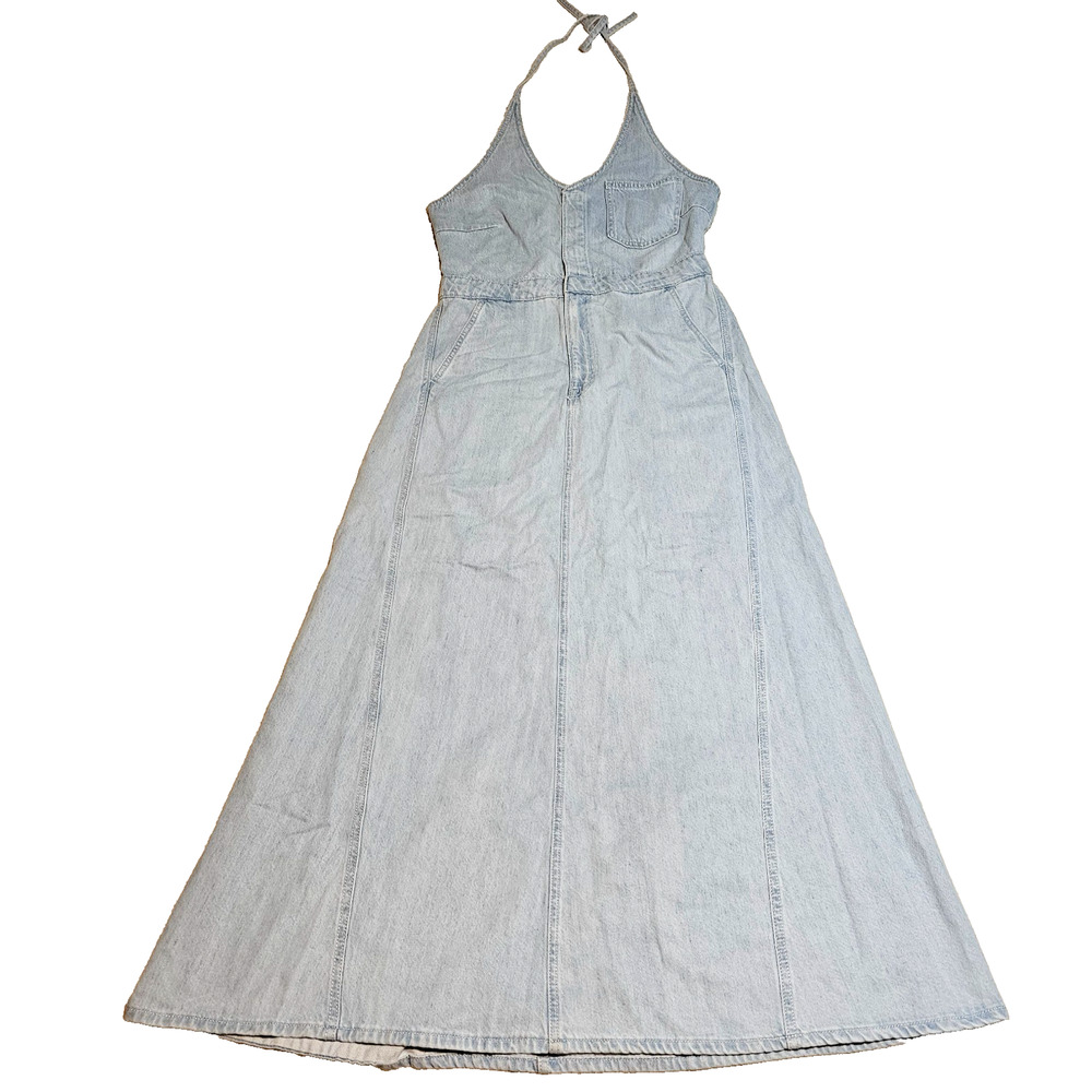 Universal Thread Light Wash Denim Halter Maxi Dress Size 10 NWT - Picture 2 of 10